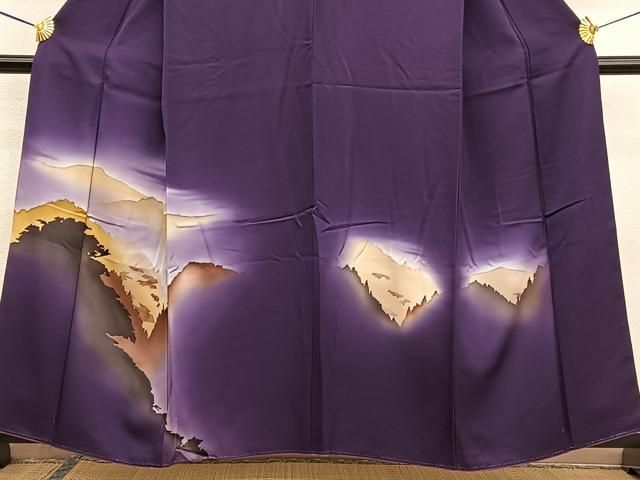 平和屋着物□訪問着 遠山樹林シルエット 暈し染め 正絹 逸品