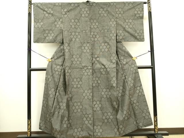 平和屋着物□本場大島紬 9マルキ 幾何学文様 正絹 逸品 DABA6912op