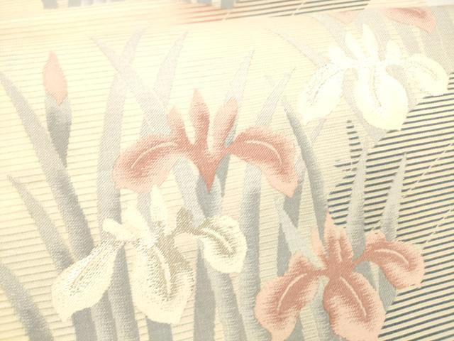  平和屋着物＊夏物 六通柄袋帯 唐織 杜若 銀糸 正絹 cm 袋帯 帯