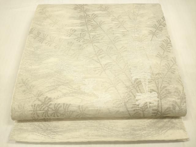 平和屋着物＊夏物 太鼓柄 本袋帯 草葉文 銀糸 正絹 cm