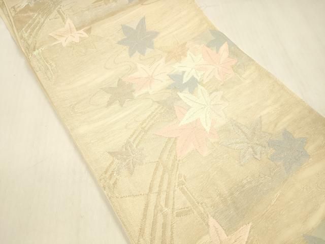 平和屋着物＊夏物 六通柄袋帯 渡橋竜田川 金銀糸 銀糸 正絹 cm