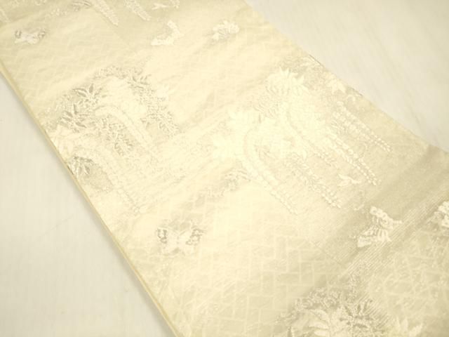 平和屋着物＊夏物 六通柄袋帯 唐織 舞蝶藤花房 銀糸 金銀糸 正絹 cm