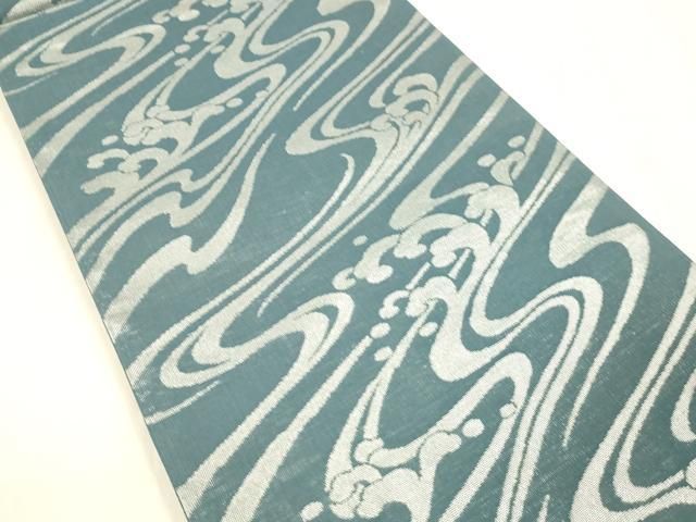 平和屋着物＊夏物 六通柄袋帯 流水文 銀糸 正絹 cm