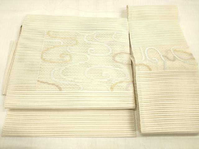 平和屋着物＊夏物 絽綴れ つけ帯 流水文 金糸 正絹 cm