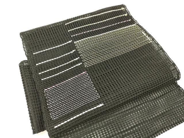 平和屋着物＊夏物 つけ帯 横段文 黒地 正絹 cm