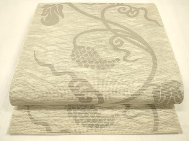 平和屋着物＊夏物 織物一筋名門 織悦 全通柄 本袋帯 葡萄蔦の葉文 正絹 cm