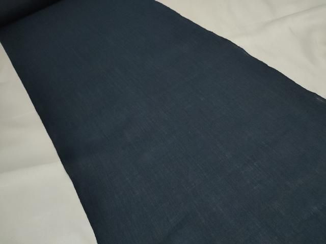 平和屋着物＊夏物 男性 本麻ちぢみ 反物 着尺 留紺色 キングサイズ ♥ zzz