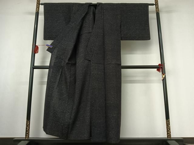  平和屋着物▽結城ちぢみ 単衣 花菱文 正絹 jh 紬 着物