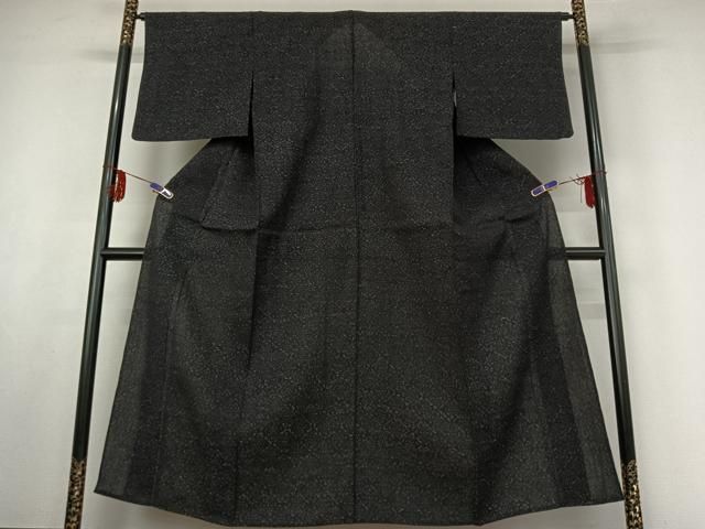 平和屋着物▽結城ちぢみ 単衣 花菱文 正絹 jh