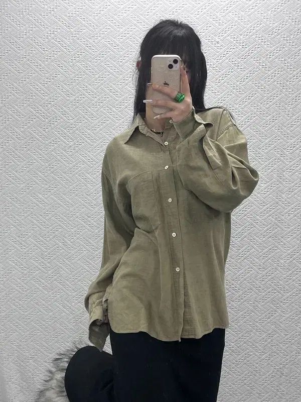 ストーンアイランド ヴィンテージ カントリー ディープカーキ シャツ M C 08086