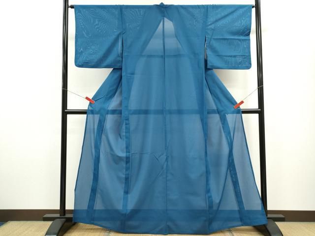 平和屋着物＊夏物 色無地 絽 紺瑠璃色 洗える着物 ze