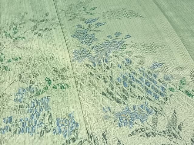 平和屋着物▽訪問着 無双 紗袷 紗×絽 草花文 銀彩 正絹 逸品