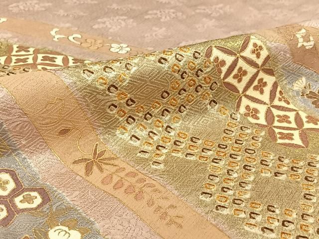 平和屋着物▽訪問着 単衣 絞り 流水花文 金彩 正絹 逸品 AABF2522jh