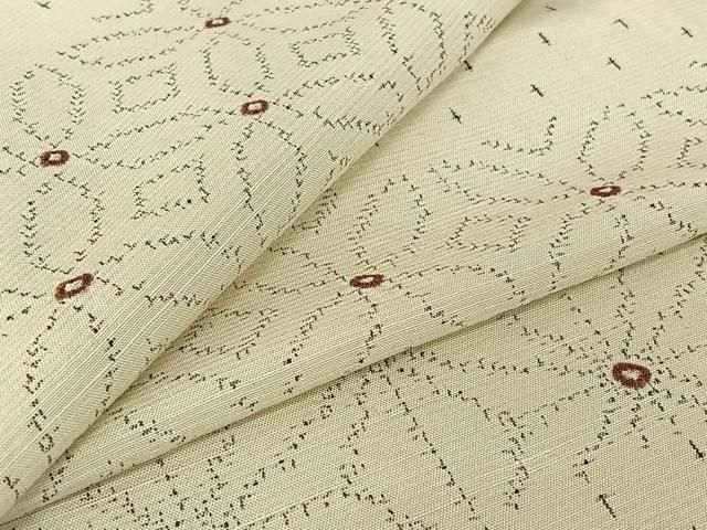 平和屋着物▽上質な紬 単衣 絞り 横段麻の葉文 正絹 jh