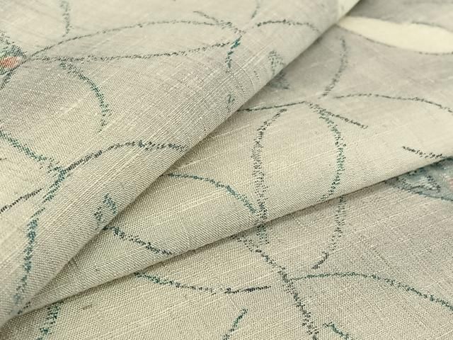 平和屋着物▽上質な紬 単衣 七宝花文 正絹 jh