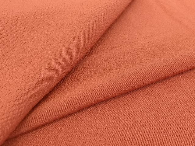 平和屋着物▽上質な色無地 単衣 赤紅色 正絹 jh