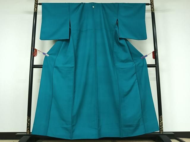 平和屋着物▽色無地 単衣 納戸色 洗える着物 jh