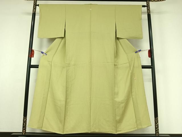 平和屋着物▽上質な色無地 単衣 裏葉柳色 正絹 jh