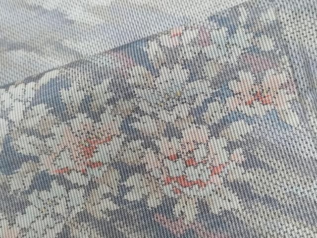 平和屋着物○都喜ヱ門 本場大島紬 7マルキ 総絣 霞草花文 藤絹織物謹製