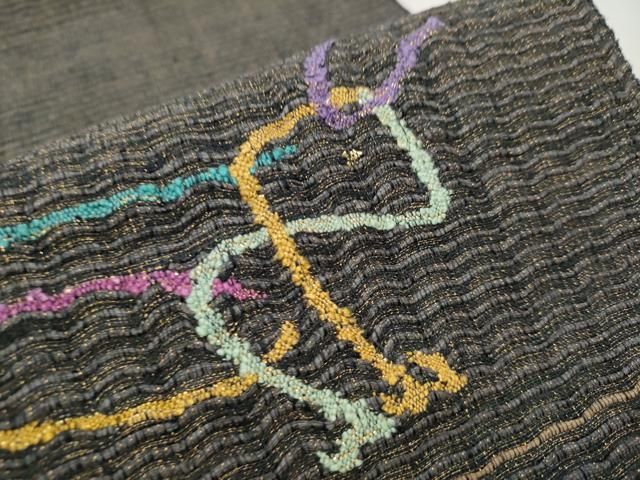  平和屋着物▽八寸名古屋帯 スリーシーズン 春夏秋 櫛織 動物文 金糸 正絹 hy 名古屋帯 帯