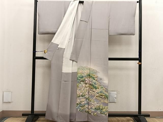 風景梅花文 暈し染め