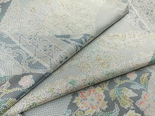 平和屋着物●大島紬 白大島 7マルキ 切嵌花唐草文 正絹 ♥ hj