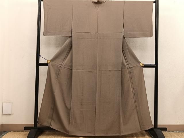 平和屋着物▽上質な色無地 単衣 朽葉色 正絹 mz