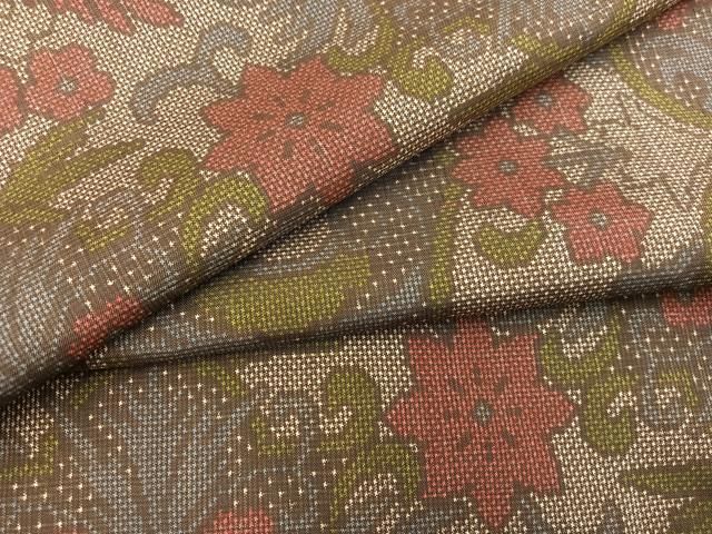 平和屋着物▽本場大島紬 単衣 7マルキ 更紗花文 正絹 mz