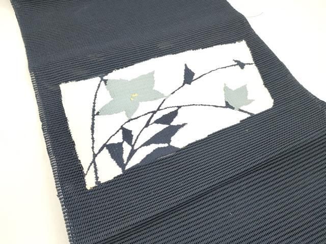 平和屋着物＊夏物 絽綴れ 八寸名古屋帯 枝花文 金糸 正絹 cm