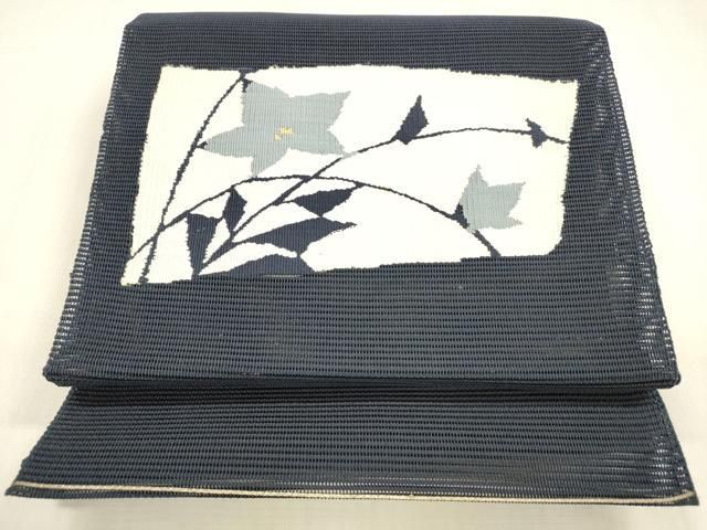 平和屋着物＊夏物 絽綴れ 八寸名古屋帯 枝花文 金糸 正絹 cm