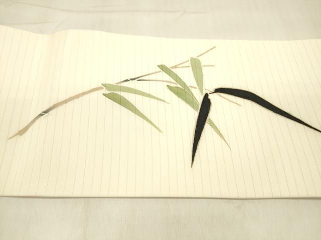  平和屋着物＊夏物 絽塩瀬 九寸名古屋帯 笹竹文 金彩 正絹 cm 名古屋帯 帯