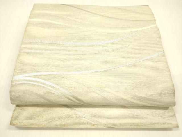 平和屋着物＊夏物 九寸開き名古屋帯 流水文 銀糸 正絹 cm