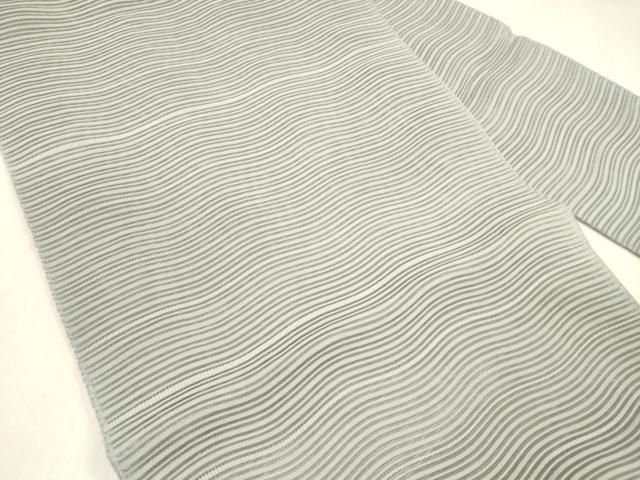 平和屋着物＊夏物 絽綴れ 八寸名古屋帯 よろけ縞 暁鼠色 正絹 cm