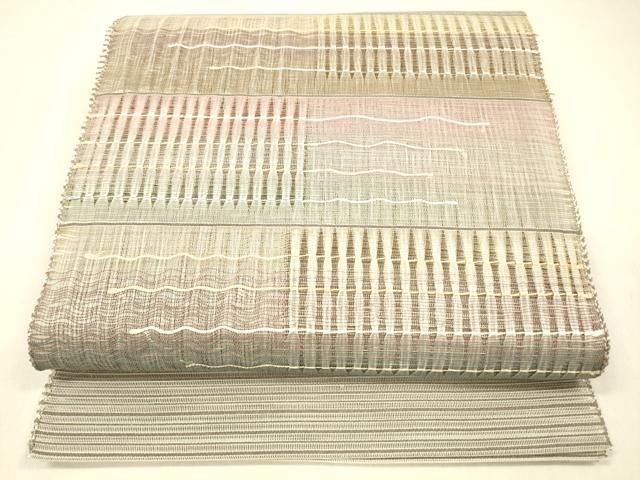 平和屋着物＊夏物 絽綴れ 八寸名古屋帯 横段文 正絹 cm