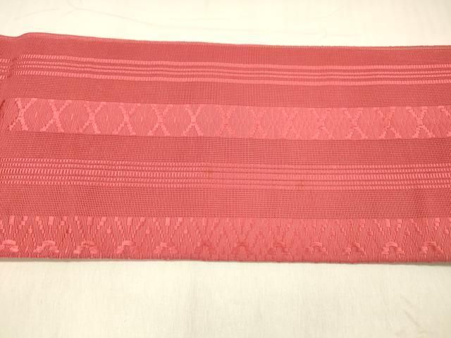 平和屋着物＊夏物 本場筑前博多織 八寸名古屋帯 紗献上 赤紅色 正絹