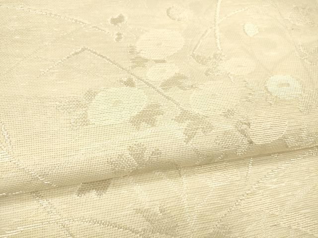 平和屋着物＊夏物 全通柄 本袋帯 草花文 銀糸 正絹 逸品 DABB3287cm