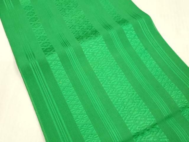 平和屋着物＊夏物 本場筑前博多織 八寸名古屋帯 紗献上 常盤色 正絹