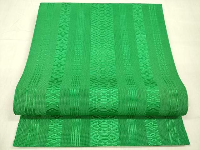 平和屋着物＊夏物 本場筑前博多織 八寸名古屋帯 紗献上 常盤色 正絹 cm