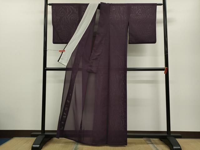  平和屋着物＊夏物 色無地 絽 滅紫色 洗える着物 ze 色無地 着物