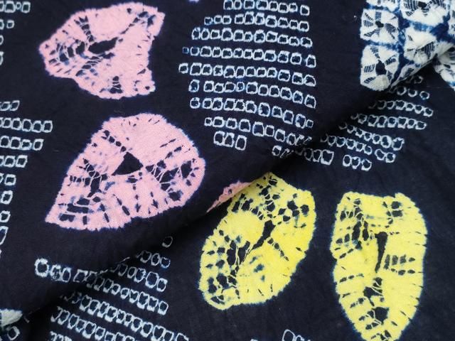  平和屋着物∴夏物 浴衣 有松鳴海絞り よろけ縞舞菊文 綿 ng 浴衣単品 浴衣