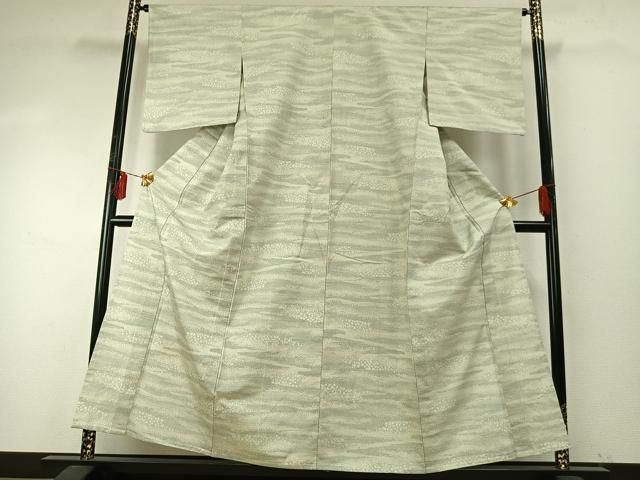 平和屋着物▽上質な紬 単衣 霞文 正絹 fy