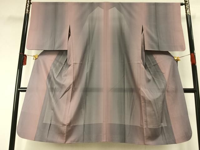 平和屋着物▽道行コート スリーシーズン 春夏秋 塵除け 縞 ロング丈 正絹 fy