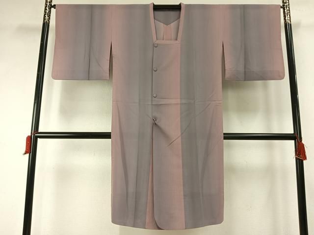 平和屋着物▽道行コート スリーシーズン 春夏秋 塵除け 縞 ロング丈 正絹 fy