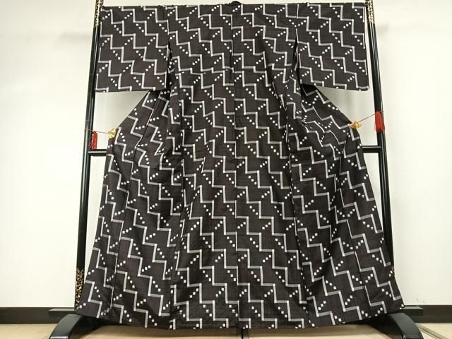 平和屋着物▽本場琉球絣 紬 単衣 バンジョウ 正絹 fy