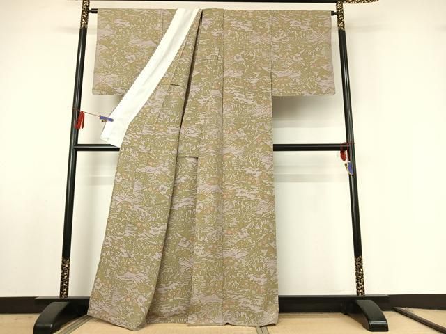 単衣 風景花鳥文