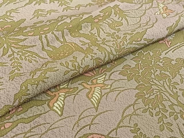  平和屋着物▽上質な小紋 単衣 風景花鳥文 正絹 jh 小紋 着物