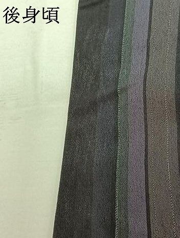 平和屋着物▽本塩沢　単衣　やまだ織　縞　やまと誂製　証紙付き　正絹　逸品　AABD9459jh 平和屋着物▽本塩沢 単衣 やまだ織 縞 やまと誂製 証紙付き 正絹 逸品