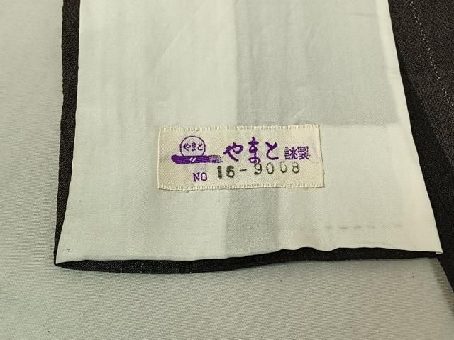 平和屋着物▽本塩沢　単衣　やまだ織　縞　やまと誂製　証紙付き　正絹　逸品　AABD9459jh 平和屋着物▽本塩沢 単衣 やまだ織 縞 やまと誂製 証紙付き 正絹 逸品