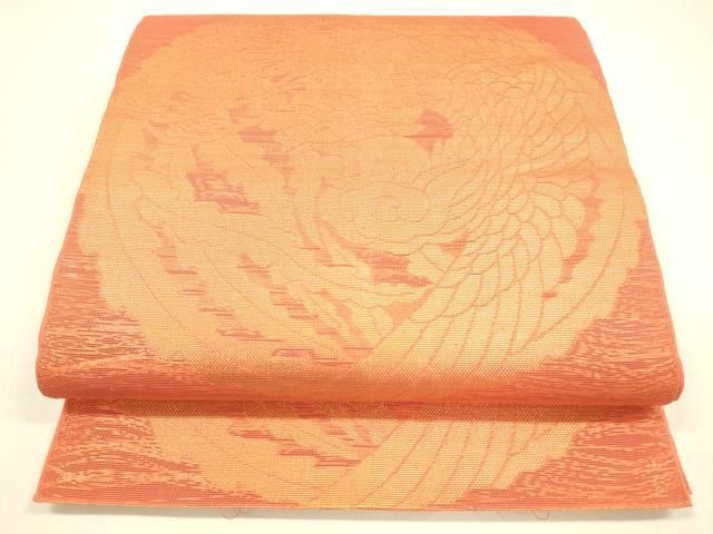 平和屋着物＊夏物 織物一筋名門 織悦 全通柄 本袋帯 鳳凰文 金糸 正絹 cm