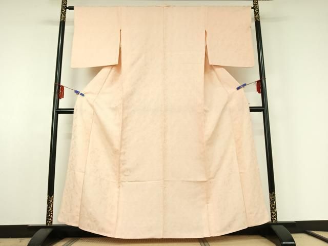 平和屋着物▽上質な色無地 単衣 草花地紋 薄桜色 正絹 jh